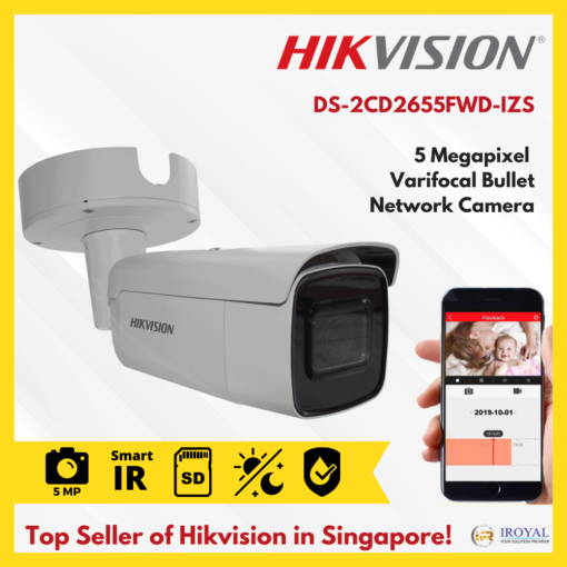 Hikvision DS-2CD2655FWD-IZS 2.8-12mm 5MP WDR Vari-focal Network Bullet Camera