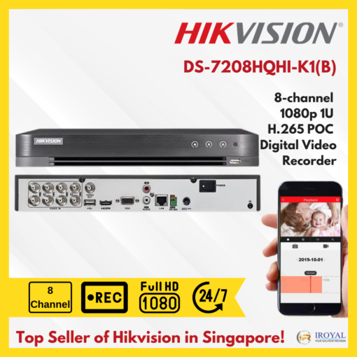 Hikvision DS-7208HQHI-K1(B) H.265+ 1080P 2MP 8CH 1SATA 3.0 Turbo HDTVI CCTV DVR