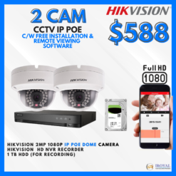 HIKVISION DS-2CD1123G0E-I CCTV Solution POE Network IP Package – 2 CAM Package | IR Night Vision | with Installation | Full HD 1080 | 24Hrs Recording
