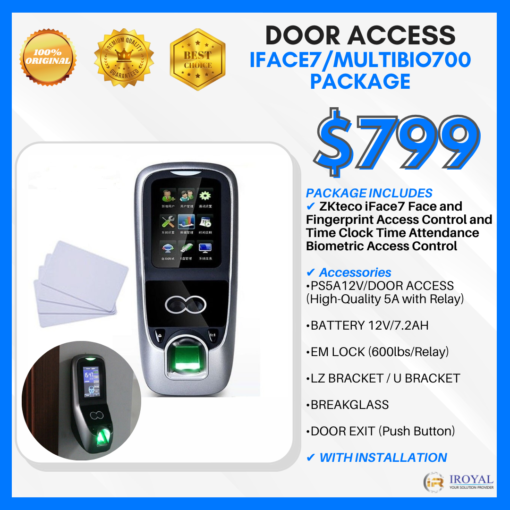 ZKteco iFace7 Face and Fingerprint Access Control and Time Clock Time Attendance Biometric Door Access INSTALLATION