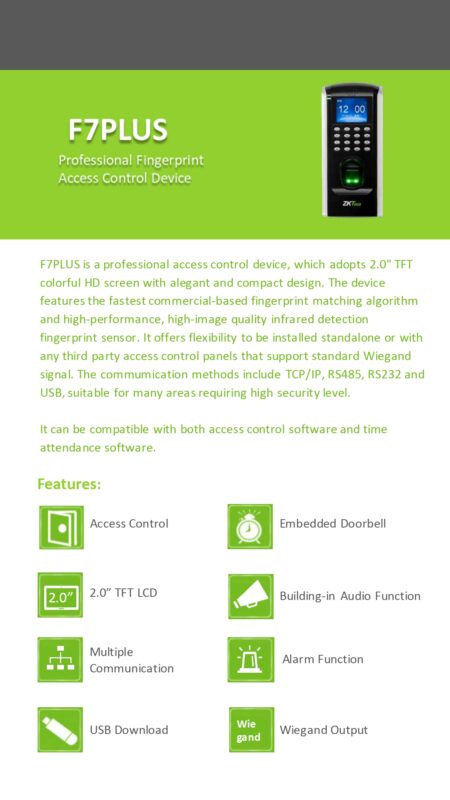 F7PLUS Fingerprint Access Control page 0001