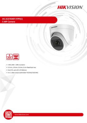 HIKVISION DS-2CE76H0T-ITPF(C) 5MP Ultra HD CCTV Camera Solution – 3 CAM Package | IR Night Vision | with Installation | Full HD 1080 | 24Hrs Recording | Life Time After Sales Support