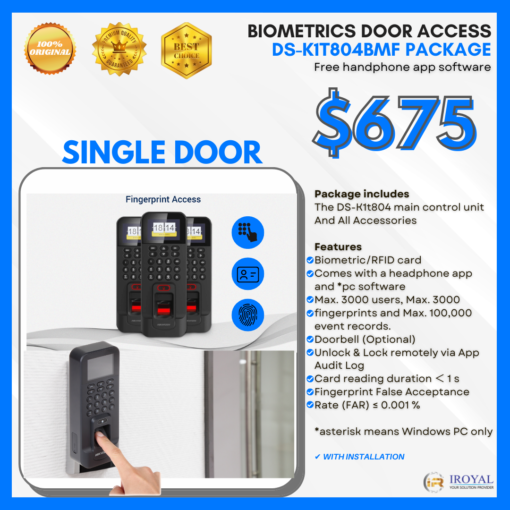 Hikvision Single Door Access Biometric Fingerprint Access DS-K1T804BMF PACKAGE