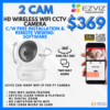 EZVIZ C6N Smart WiFi IP PT CCTV Solution – 2 CAM Package | IR Night Vision | with Installation | Full HD 1080 | 24Hrs Recording | 128GB