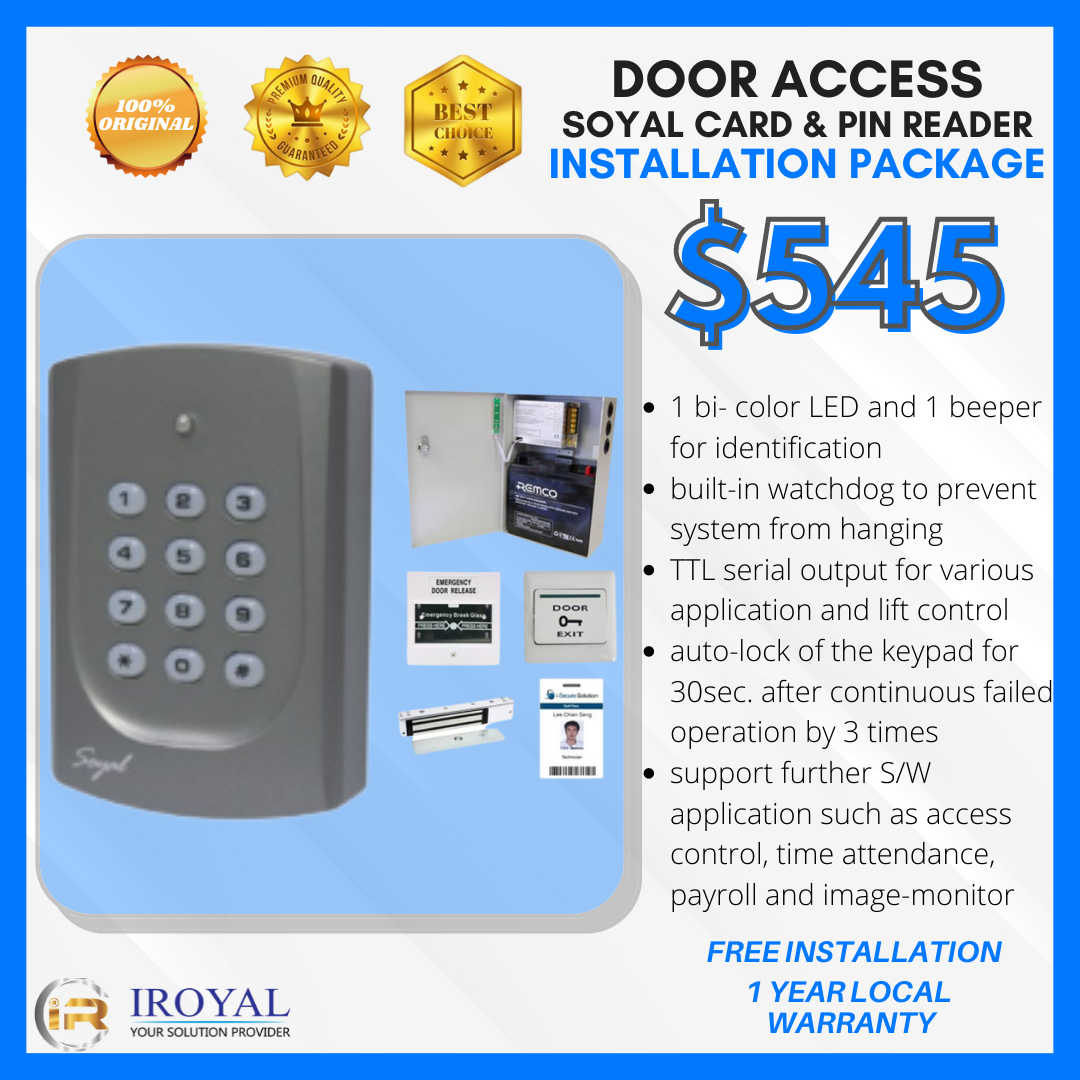 Door Access Installation Package Soyal Card & Pin Reader