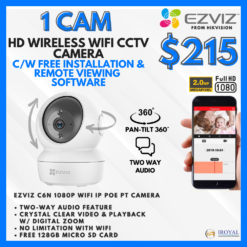 EZVIZ C6N Smart WiFi IP PT CCTV Solution – 1 CAM Package | IR Night Vision | with Installation | Full HD 1080 | 24Hrs Recording | 128GB