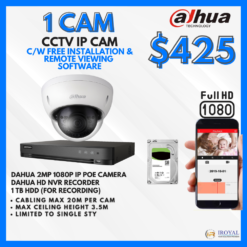 DAHUA DH-ED125-L CCTV Solution POE Network IP Package – 1 CAM Package | IR Night Vision | with Installation | Full HD 1080 | 24Hrs Recording