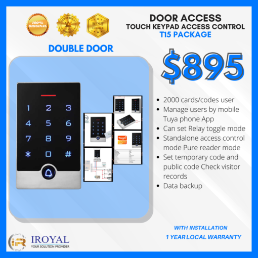 IP68 Waterproof Standalone RFID Access Control System Metal Touch Keypad Door Access Controller With ID EM Card Reader Double Door T15 Package
