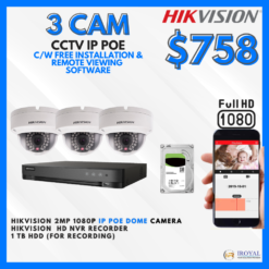 HIKVISION DS-2CD1123G0E-I CCTV Solution POE Network IP Package – 3 CAM Package | IR Night Vision | with Installation | Full HD 1080 | 24Hrs Recording