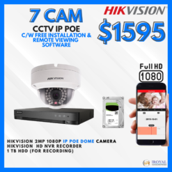 HIKVISION DS-2CD1123G0E-I CCTV Solution POE Network IP Package – 7 CAM Package | IR Night Vision | with Installation | Full HD 1080 | 24Hrs Recording