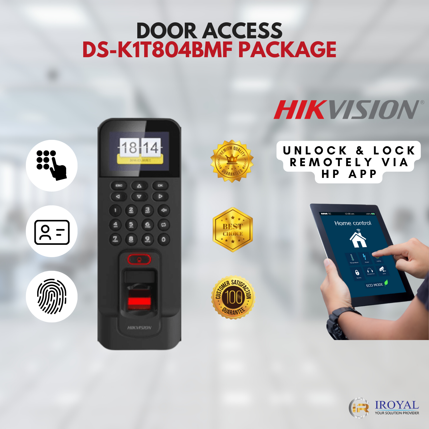 door access package in singapore, Door Access Control System, Door Access System, Biometric Door Access System, Card Access System, door access for home, door access for office, door access installation, DS-K1T804BMF, FINGERPRINT ACCESS CONTROL, HikVision, home security, single leaf door, time attendance
