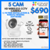 EZVIZ C6N Smart WiFi IP PT CCTV Solution – 5 CAM Package | IR Night Vision | with Installation | Full HD 1080 | 24Hrs Recording