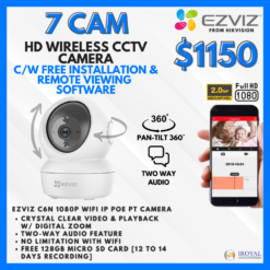EZVIZ C6N Smart WiFi IP PT CCTV Solution – 7 CAM Package with Installation | 128GB