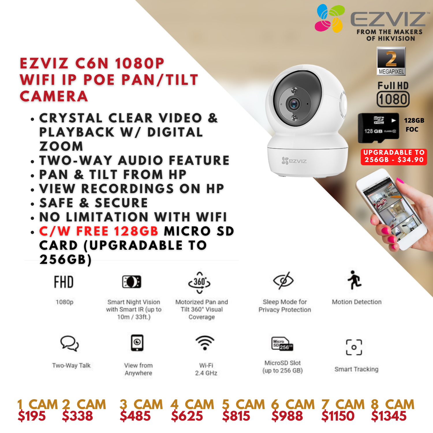 ezviz wifi wireless cctv package in singapore, 1080p, C6N, cctv camera, CCTV INSTALLATION, EZVIZ, HD cctv camera, cctv camera for home, IP wireless Cctv Camera, office security, pan-tilt 360°, smart wifi cctv camera, two way audio, wireless wifi cctv camera, cctv camera outdoor, cctv camera price, camera cctv ezviz c6n, ezviz cctv camera price