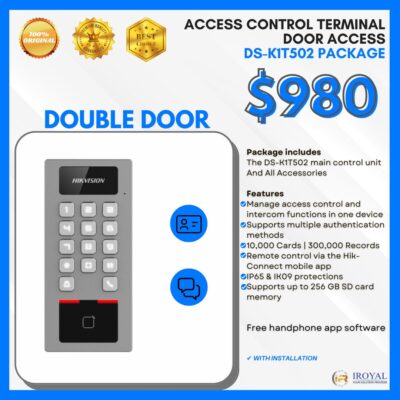 Hikvision Double Door Access Control Terminal | M1 card | DESfire card | 100,000 Cards | 300,000 Records | Card Access DS-K1T502 PACKAGE