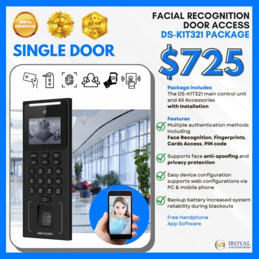 Hikvision DS-K1T321 SINGLE Door Access System - Face Recognition Fingerprint Biometric Card Access & Pin No with Installation