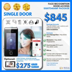 Hikvision Single Door Facial Recognition FACE MASK WEARING ALERT Two Way Video Audio Intercom, Max 3000 Users & TIME ATTENDANCE Module (Optional) Door Access DS-K1T341AMF PACKAGE