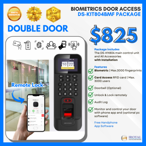 Hikvision DS-K1T804BMF DOUBLE Door Access System - Fingerprint RFID Biometric Card - Weather Proof - with Installation
