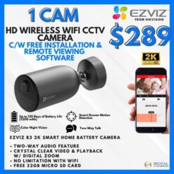 Ezviz EB3 Smart Home Battery Camera WiFi IP PT CCTV Solution – 1 CAM Package | 2K QUAD HD | Color Night Vision | 32GB SD Card
