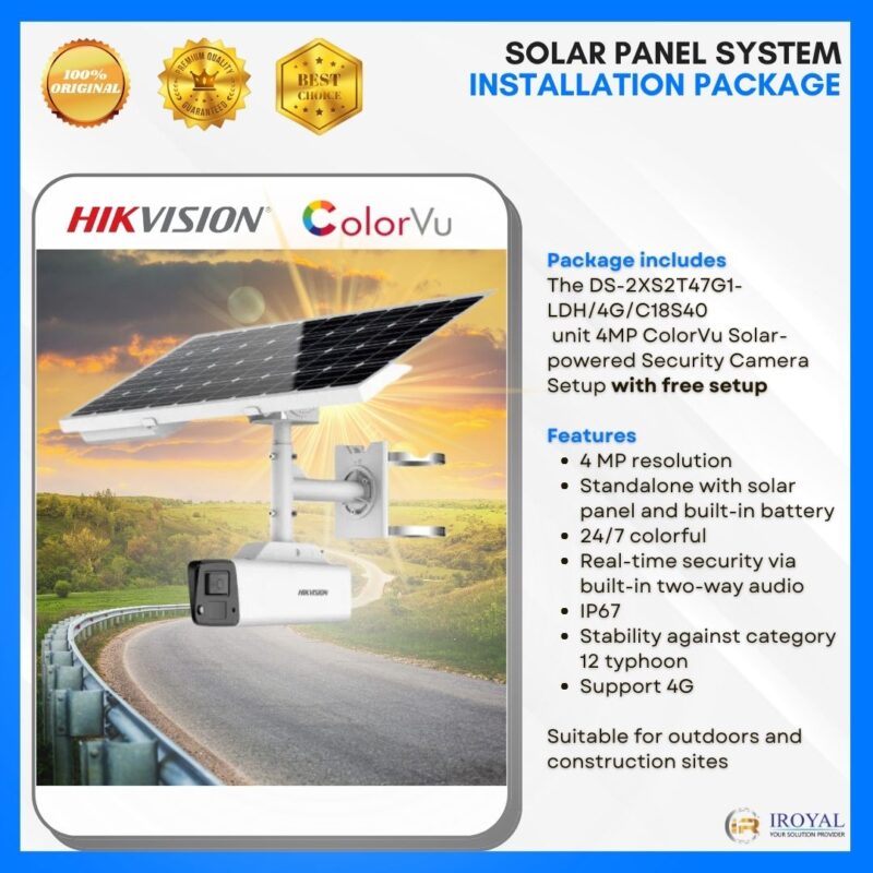 HIKVISION 4MP ColorVu Solar Powered Security Camera Setup | DS-2XS2T47G1-LDH/4G/C18S40 | with free setup