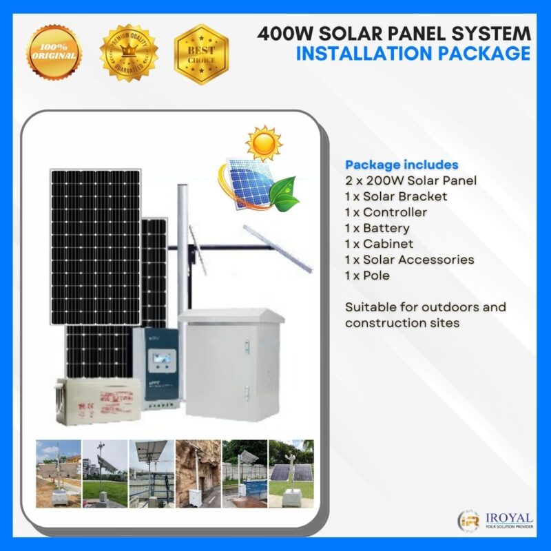 Get 400w Solar Panel System Installation Package free setup only on Iroyal! Suitable for home, office or warehouse.