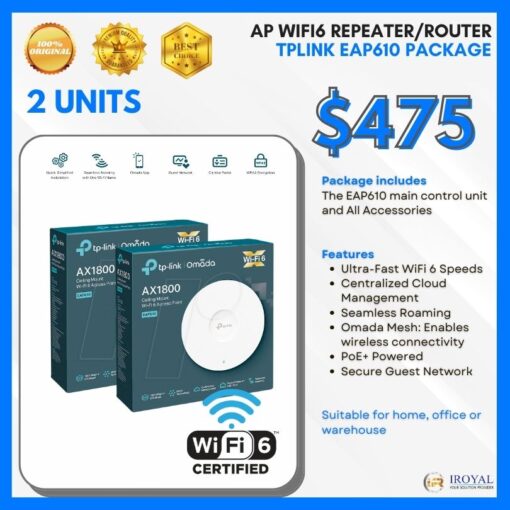 TPLINK EAP﻿610 Ap Wifi6 Repea﻿ter Router Ceiling Access Point Package with installation (2)