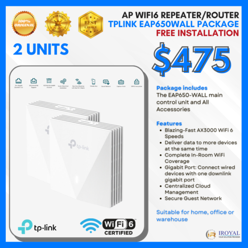 TPLINK EAP﻿650 wall Ap Wifi6 Repea﻿ter Router Ceiling Access Point Package 1 UNIT with installation (2)