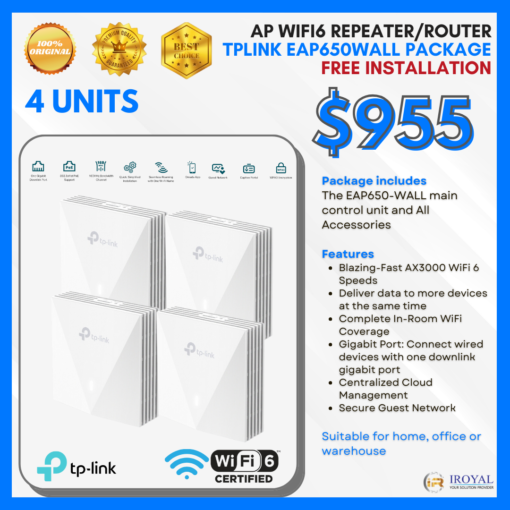 TPLINK EAP﻿650 wall Ap Wifi6 Repea﻿ter Router Ceiling Access Point Package 1 UNIT with installation (4)