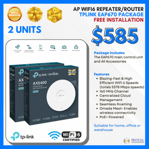 TPLINK EAP﻿670 Ap Wifi6 Repea﻿ter Router Ceiling Access Point Package uNIT with installation (2)