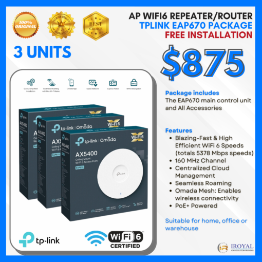 TPLINK EAP﻿670 Ap Wifi6 Repea﻿ter Router Ceiling Access Point Package uNIT with installation (3)