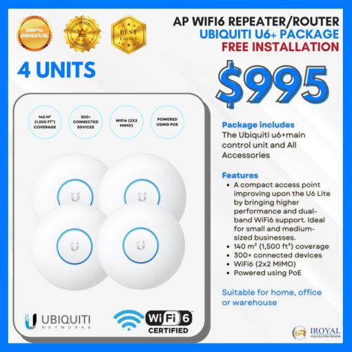 Ubiquiti u6+ Ap Wifi6 Repea﻿ter Router Ceiling Access Point Package 1 UNIT with installation (4)
