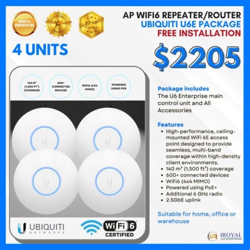 Ubiquiti U6 Enterprise Ap Wifi6 Repea﻿ter Router Ceiling Access Point Package with installation (4)