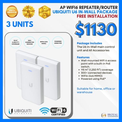 Ubiquiti U6 In Wall Ap Wifi6 Repea﻿ter Router Ceiling Access Point Package UNIT with installation (3)