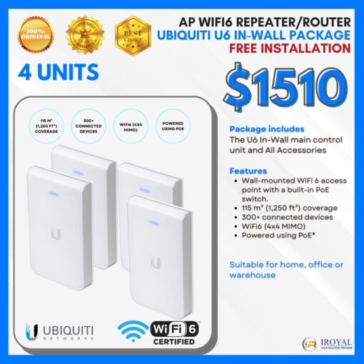 Ubiquiti U6 In Wall Ap Wifi6 Repea﻿ter Router Ceiling Access Point Package UNIT with installation (4)