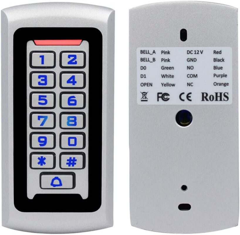 Door Keypad RFID Access Control System Proximity Card Standalone 2000 Users Waterproof Metal Keypad Led status indicators Door Access FS601 Package (2)