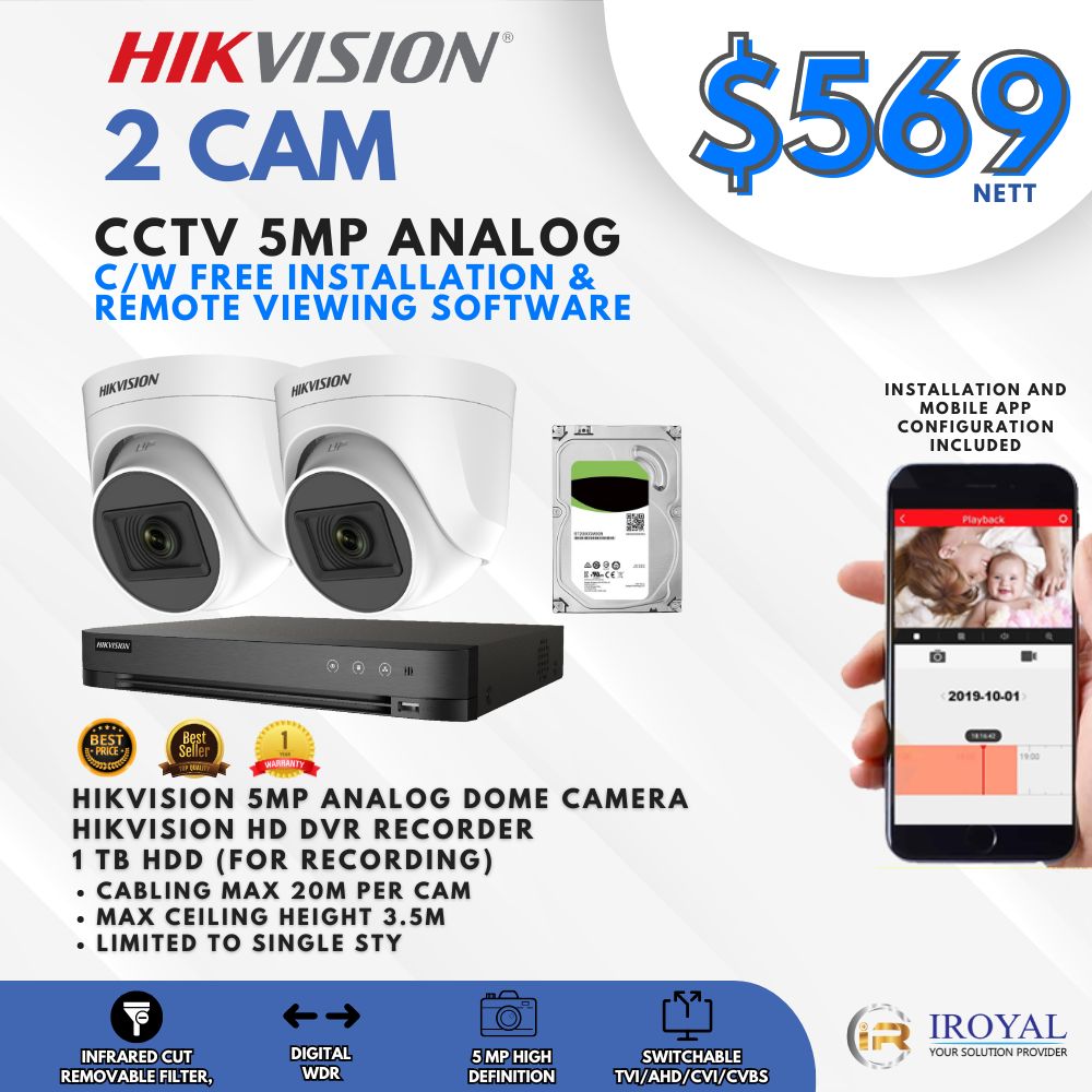 HIKVISION DS-2CE76H0T-ITPF(C) 5MP Ultra HD CCTV Camera Solution