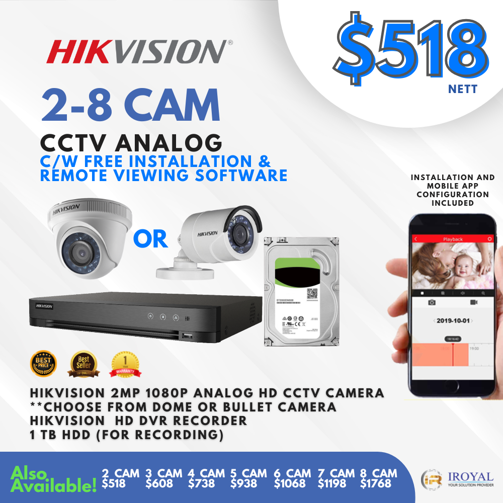 HIKVISION cctv analog CW FREE installation & REMOTE VIEWING SOFTWARE