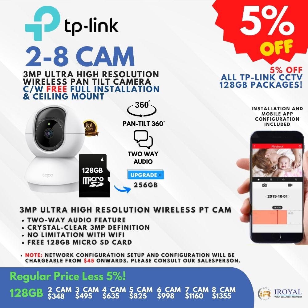 TPLINK 128GB 3MP ULTRA HIGH RESOLUTION WIRELESS PAN TILT camera
