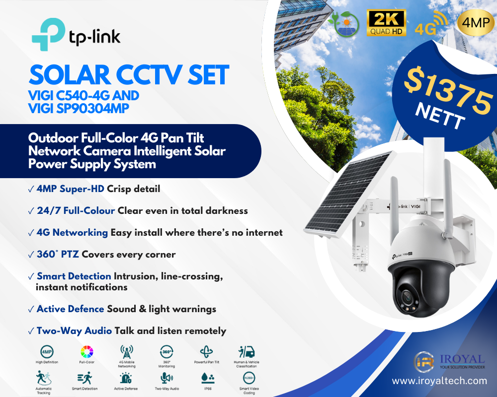 TPLINK SOLAR CCTV SET VIGI C540 4G 4MP Outdoor Full Color 4GPan Tilt Network Camera AND VIGI SP9030 Intelligent Solar Power Supply System (1) TPLINK SOLAR CCTV SET VIGI C5404G 4MP Outdoor Full Color 4GPan Tilt Network Camera AND VIGI SP9030 Intelligent Solar Power Supply System