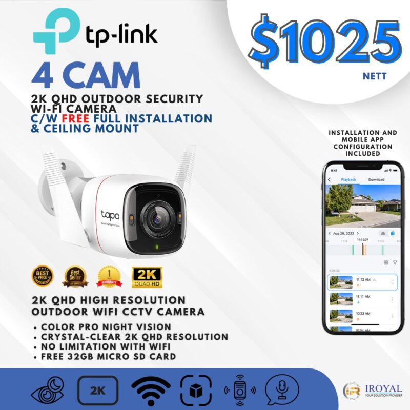 TPlink C325WB 2K QHD Outdoor Security WiFi Camera – 4 CAM Package (1)