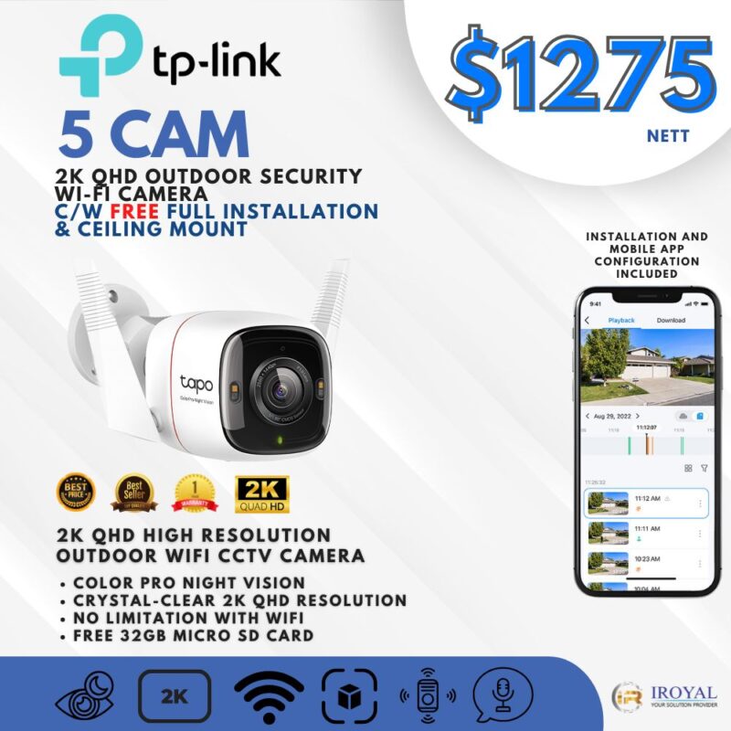 TPlink C325WB 2K QHD Outdoor Security WiFi Camera – 5 CAM Package (1)