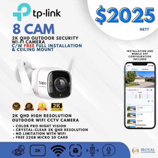 TPlink C325WB 2K QHD Outdoor Security WiFi Camera – 8 CAM Package (1)