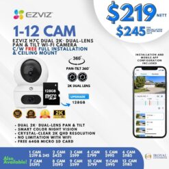 EZVIZ H7C Dual 2K Dual Lens Pan Tilt Smart Color Night Vision Auto Smart Tracking WiFi Camera with 64GB microSD card (1)