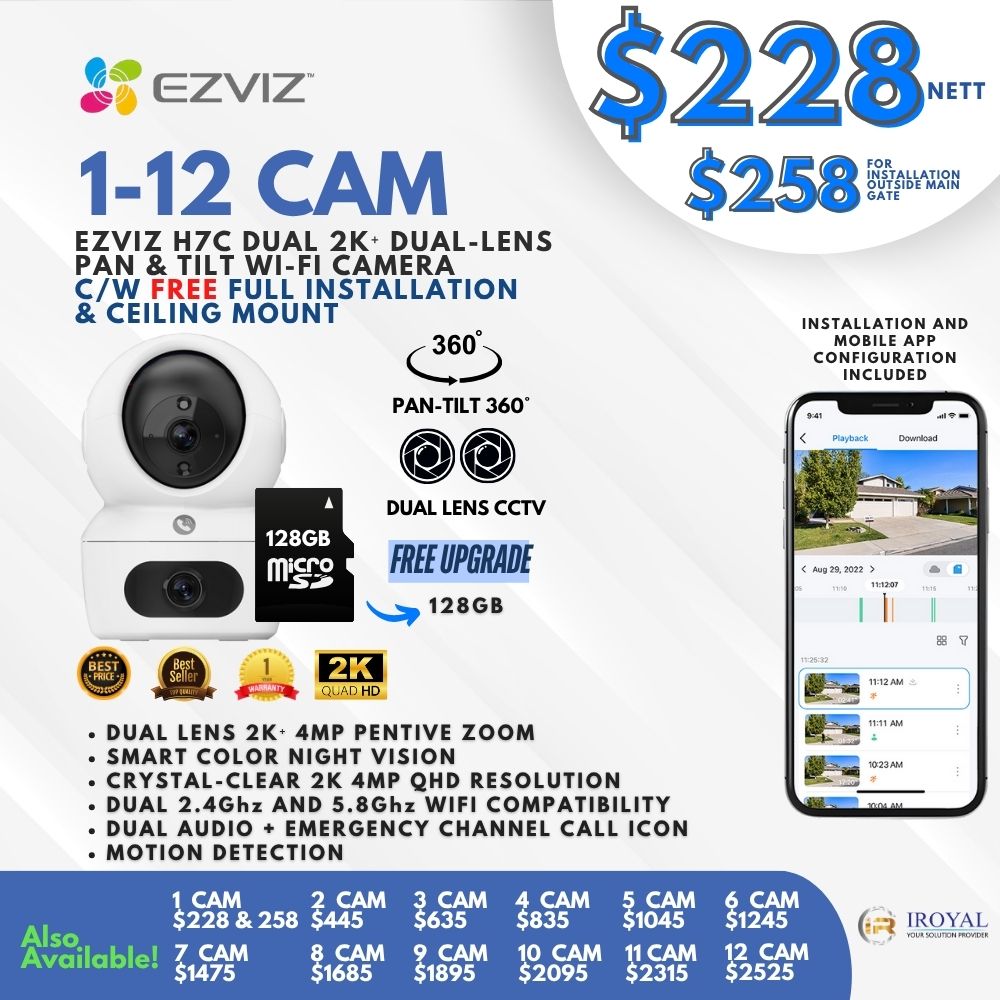 EZVIZ H7C Dual 2K Dual Lens Pan Tilt Smart Color Night Vision Auto Smart Tracking WiFi Camera with 64GB microSD card (5)