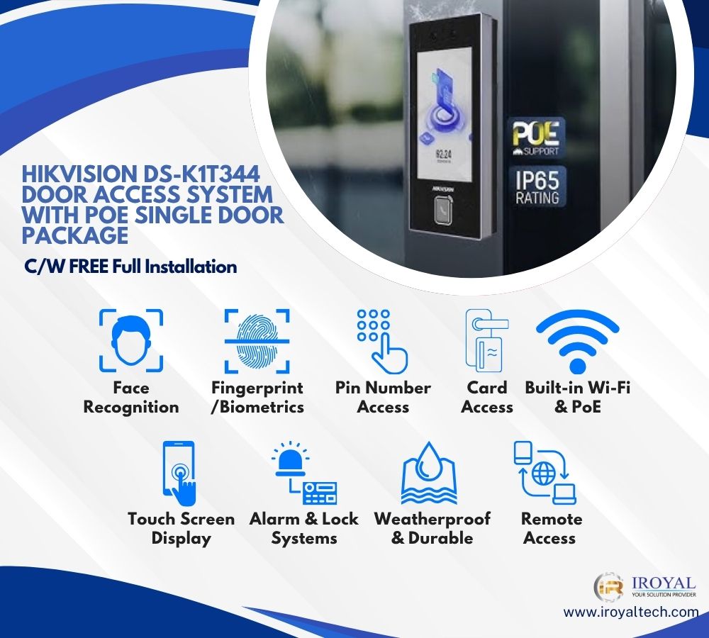 Hikvision DS-K1T344 Door Access System with PoE Single Door Package Wi-Fi 4.5 LCD Touch Screen Face Recognition, Card, PIN & Fingerprint 2 Hikvision DS K1T344 Door Access System