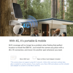 EZVIZ EB8 4G SIM Card 2K Pan & Tilt Wire-Free Battery IP CCTV Camera with Solar Panel 17 3