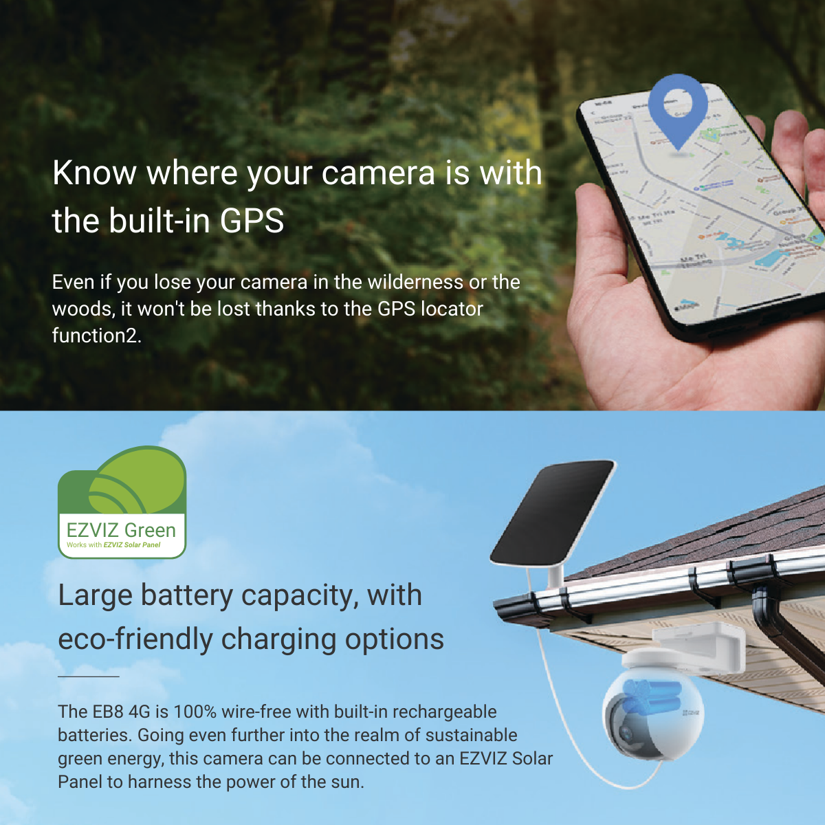 EZVIZ EB8 4G SIM Card 2K Pan & Tilt Wire-Free Battery IP CCTV Camera with Solar Panel 6 4