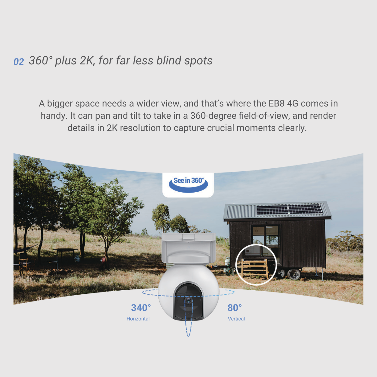 EZVIZ EB8 4G SIM Card 2K Pan & Tilt Wire-Free Battery IP CCTV Camera with Solar Panel 8 6