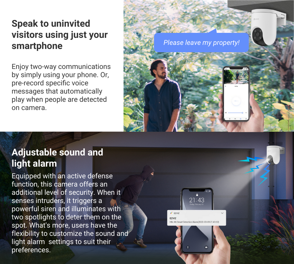 8 EZVIZ H8c 4G SIM Card 2K Pan & Tilt Outdoor IP CCTV Camera