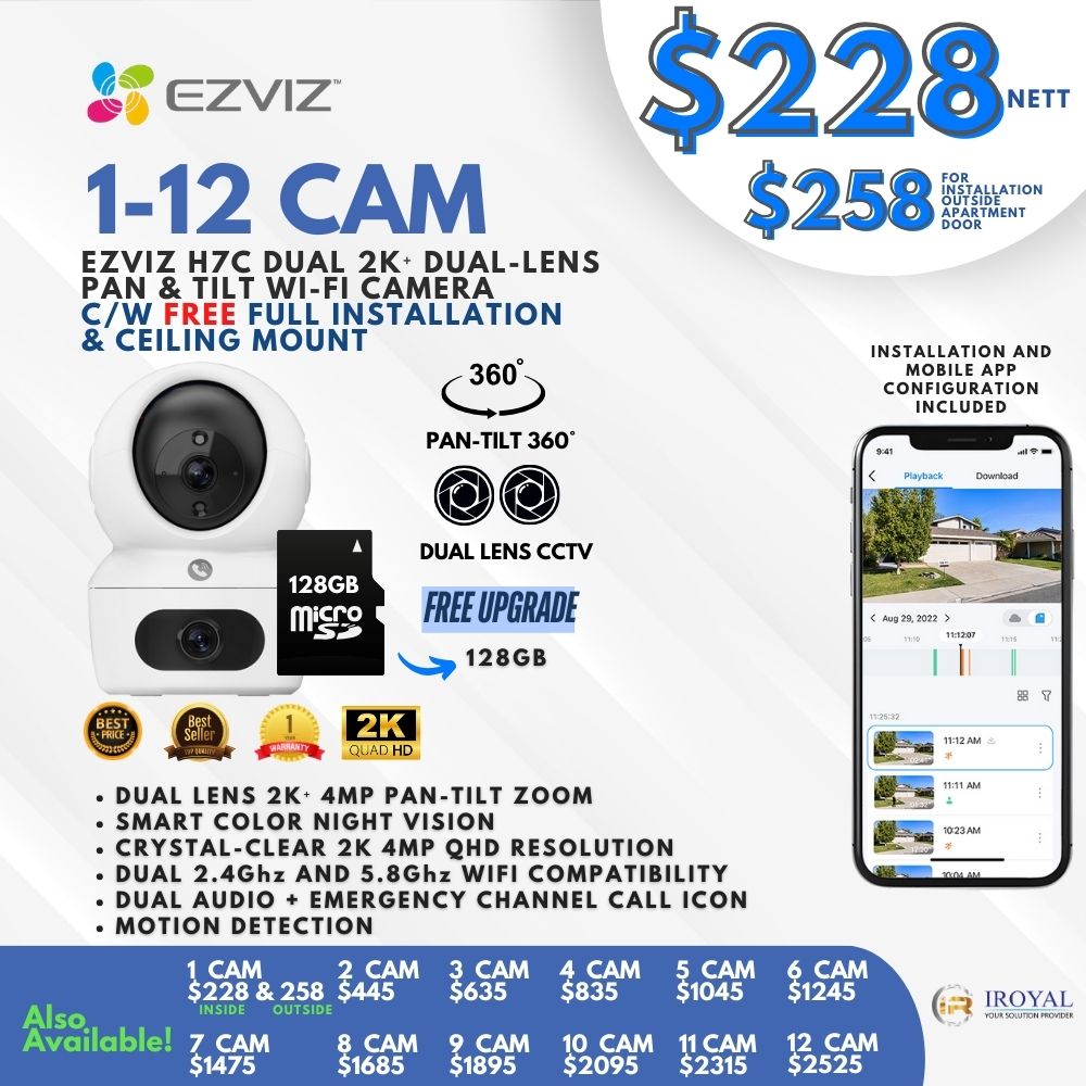 EZVIZ H7C Dual 2K Dual Lens Pan Tilt Smart Color Night Vision Auto Smart Tracking WiFi Camera with 64GB microSD card (2)